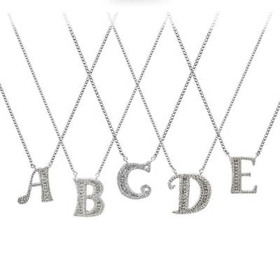 China 925 Sterling Silver Simple Letter Necklace Accessories 26 English Alphabet Name Necklace Nickel Free Pendant for sale