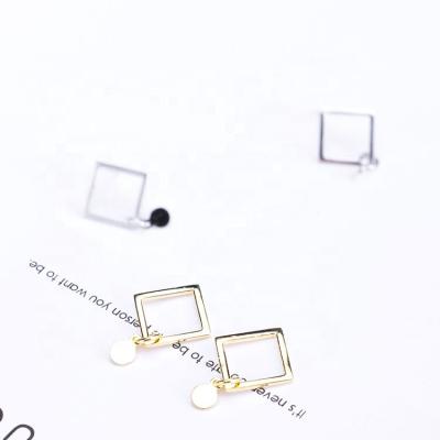 China Personality Square Earrings Women Nickel Free Gold Plated 925 Silver Stud Earrings Minimalist for sale