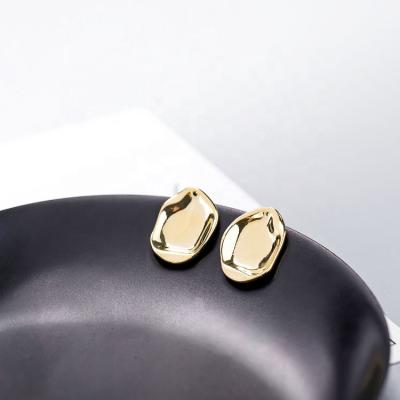 China 2019 new nickel free irregular concave outer silver gold plated jewelry earring 925 stud earrings for sale