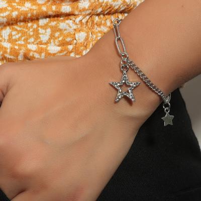 China Metal Nickel Free Simple Personality Fashion Bracelet Lovers Geometric Stitching Bracelet for sale