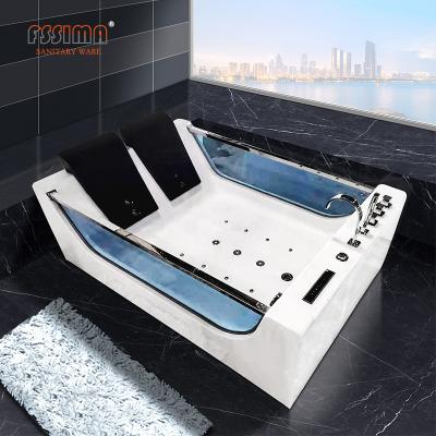 China 1800mm de Badkuip van de 2 Persoonshoek met Stralen 2 Seat Hydromassage Acryl Te koop