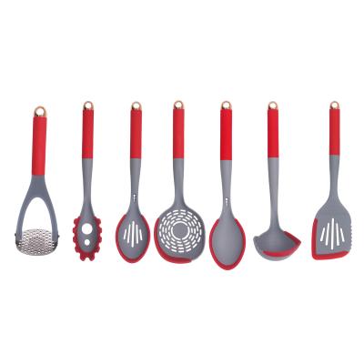 China Sustainable Stylish Kitchen Utensils Set Nylon Kitchen Tools With Scratch Proof Heads And Soft Grip Handle for sale