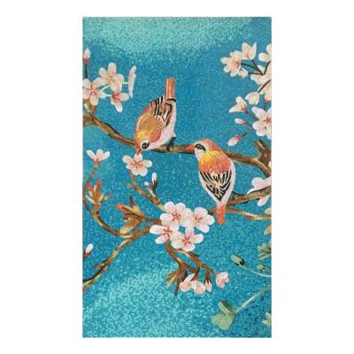 China Chinese style handmade mosaic tapestry of Chinese flowers and birds in a landscape, with customizable patterns, from China. for sale