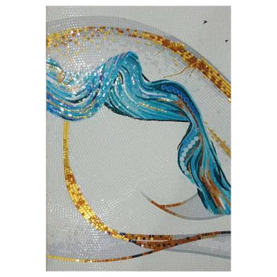 China The parquet small size advanced luminous glass mosaic pattern can be hung on the wall without installation. It can be customized by air for sale