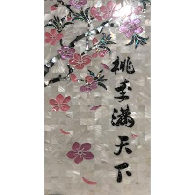 China Chinese style natural shell mosaics, water knife tiles, wall paintings, custom patterns, picture or size bathroom and living room. Sold for sale