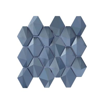 China Luxury Stainless Steel Bathroom and Kitchen Decorations Chinese Style Long Mosaic Decorative Hexagonal Shiny Wall Decor for sale