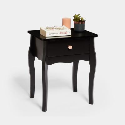 China Contemporary Bedroom Furniture Table 1-Drawer Wooden Nightstand Black Bedside Table for sale