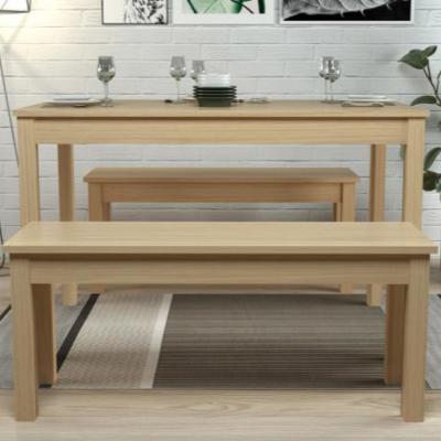 China Stable Wooden Moden Dining Table Set and Bench Set Dining Table Standard Rectangle Shape Dining Room Furniture Oak with 2 Benches for sale