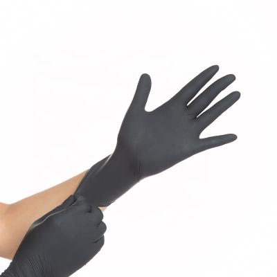 China Household Wholesale OEM Custom Logo 100pcs Box Free Packing Industry Grade Protective Powder Nitriles Black Gloves for sale