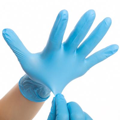 China Disposale OEM Customized Logo 100pcs Industrial Grade Powder Free Blue Pure Nitrile Gloves for sale