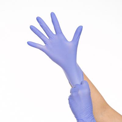 China Disposale 100pcs Boxing Food Grade Powder Free Nitrile Purple Gloves For Food Service Tattoo Salon Home Cleaning for sale