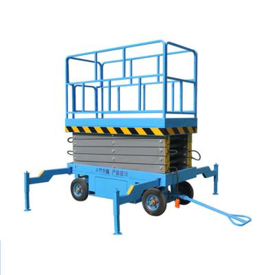 China Small Platform 1000kg Folding Hydraulic Movable Trail Type Scissor Lift With Extension Platform for sale