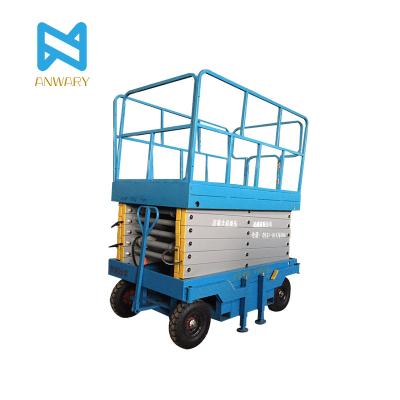 China Portable Mobile Aerial Work Trailer Hydraulic Vertical One Man Pusher Electric Scissor Lift for sale