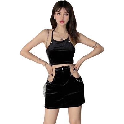 China STREETWEAR Sexys Hot Selling Hip Wrap Chain Halter Ladies Formal Elegant Skirt Suit for sale