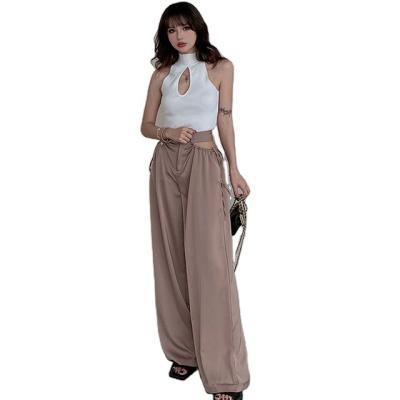 China High quality ladies khaki straight waist casual women's breathable pants and trousers for sale