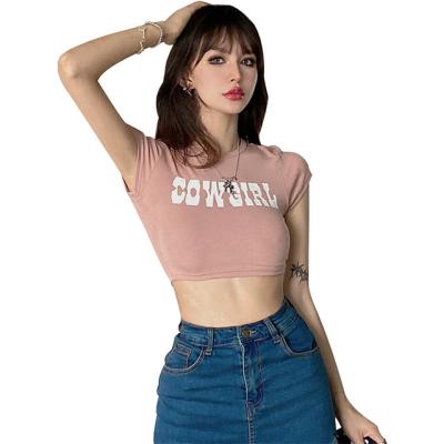 China China Factory Good Quality Culture Regular Sustainable Pink Short Print Women's T-Shirt With Short Sleeves for sale