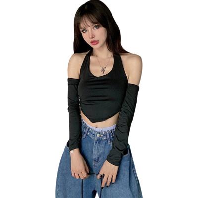 China Regular Super Quality Oversleeve Hang Sleeveless Black Backless Long T-Shirt for sale