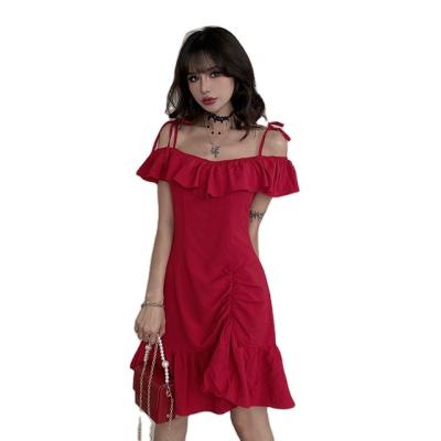 China Latest Design Hot Selling Sexy Slim Falbala Breathable Woman Lace Up Hammock One Piece Dress for sale