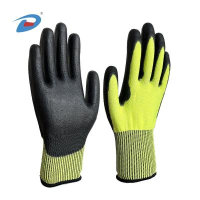 China Anti Abrasion Flexible Anti-Slip Cut-Resistance Hppe PU Dipped Cut Heavy Duty Safety Glove Cut 5 For Best Construction Gloves For Sheet Metal Work for sale