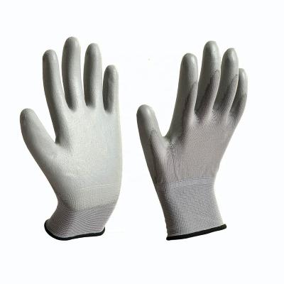 China Best Price Top Quality Gray Pu Palm Coated Gloves Anti-slip Hand Gloves for sale