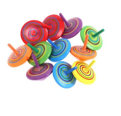 China School Fashionable Multicolor Rainbow Fingertip Toys Handmade Painted Wooden Educational Gyroscope for Boys and Girls for sale