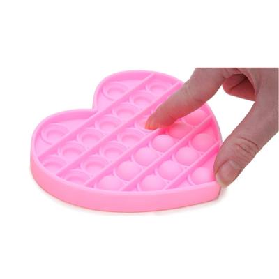 China Educational Toys Stress Reliever Extrusion Bubble Game Educational Game Board Squeeze Heart Silicone Push Noise Bubble Stir Sensory Toy for sale