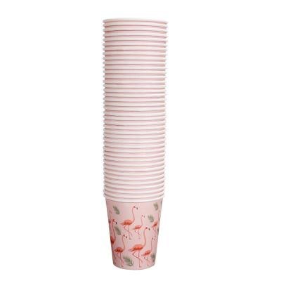 China Wholesale Classic Hot Sale Flamingo Disposable Vivid Paper Cups Biodegradable 250gsm 9oz for sale