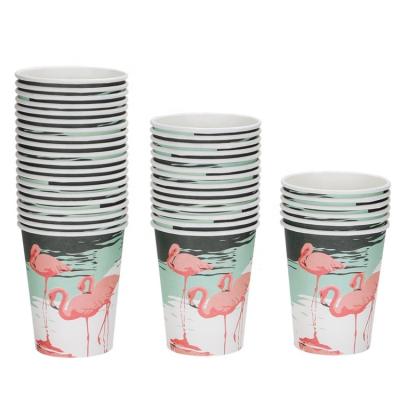 China Hot Sale Classic Biodegradable 250gsm 9oz Flamingo Disposable Vivid Stocked Vivid Paper Cups Wholesale for sale