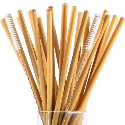 China Wholesale Handmade Natural Reusable Yellow Bamboo Drinking Straws Viable Stain Customizable Straws Logo for sale