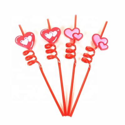 China Fashional 2019 viable DIY 0.6*26 reusable plastic decorative cm Valentine Drinking Straw for sale