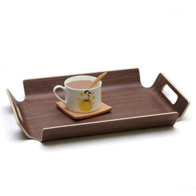 China Wholesale Hotel Eco-friendly Classic Handwork 39.5cm Rectangle Wood Serving Tray With Handle for sale