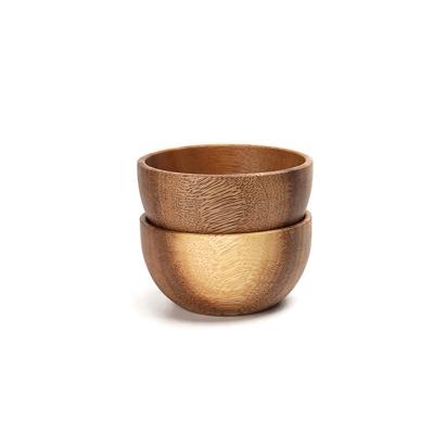 China Sustainable 8 Cm Classic Handmade Natural Acacia Wood Anti-scald Soup Rice Bowl for sale