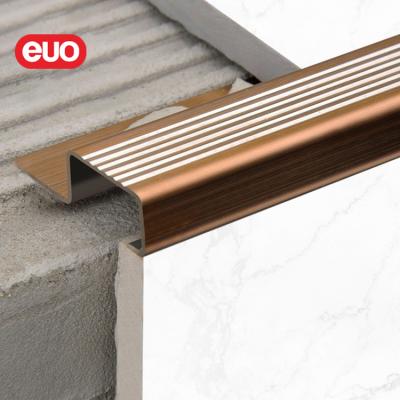 China Modern euo stair nose tile edge trim stainless stair nosing profile anti-slip strip for protection for sale