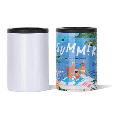 China Viable Lean Thin Slim Sublimation Insulator Vacuum Double Wall 12oz Beer Can Cooler Stainless Steel for sale