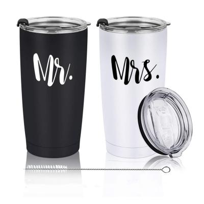 China Viable Wholesale Sublimation Mr. Mrs. Couples Stainless Steel With Sliding Lids Custom 20oz Printed Mugs for sale