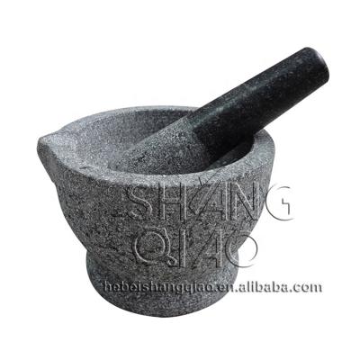 China Sustainable Amazon Vend Natural Heavy Non-Porous Granite Mortar And Pestle Set With Lip Pouring Spout for sale