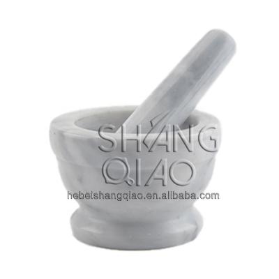 China Viable unique marble design white marble mortar and pestle for spice powder grinding pesto for sale