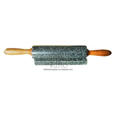 China Sustainable Natural Stick Granite Black Rolling Noodle Pin With Wooden Handle for sale