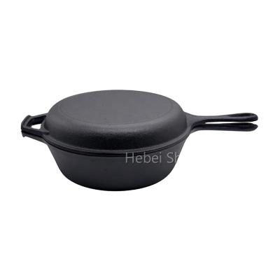 China Sustainable Pre-Seasoned Cast Iron 2 in 1 Combo Cooker Multi Skillet and Dutch Oven Set for sale