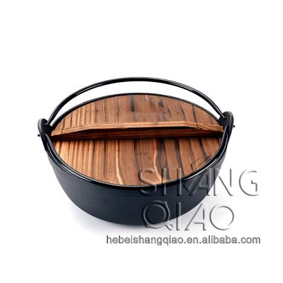 China Amazon Hot Selling Sustainable Design Japanese Cast Iron Hot Pot With Wooden Lid for sale