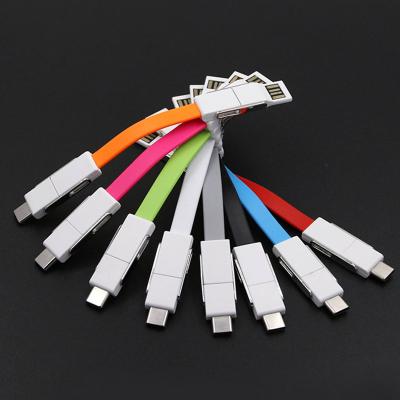 China Mobile Phone Portable USB 3In1 Micro Magnetic Cable Keychain Fast Usb Cable For IOS Android Type C for sale