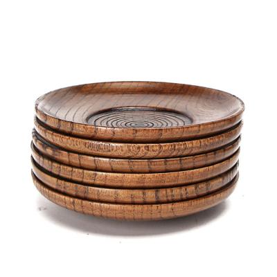 China Environmental friendly and reusable Nordic Japanese round wooden cup saucer for sale