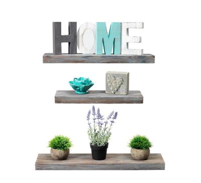 China Custom High Quality Rustic Farmhouse 3 Tier Floating Wood Shelf From Europe - Wall Floating Shelves (set of 3) for sale