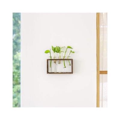 China Modern Flower Bud Vase Newest Latest Design Minimalist Planter Wall Hanging Wooden Tabletop Stand Holder for sale