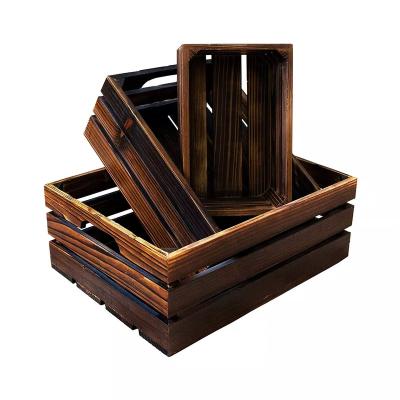 China Europe Nesting Wooden Crates , Wall Mounted Wooden Basket Crate Wooden Box For Storage for sale