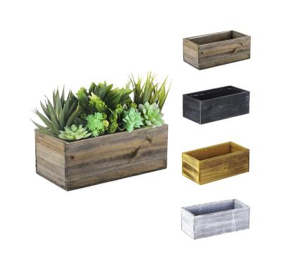 China Hot Selling Natural China Brown Rectangle Planter Wooden Box With Removable Plastic Lining Color Multiple Choices for sale