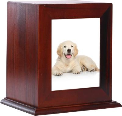 China Sustainable Wooden Pet Memorial Urn For Ashes, Photo Frame Keepsake Box For Cats Dogs for sale