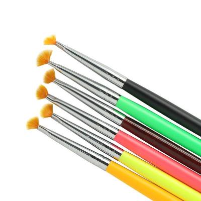 China Professional Manicure Brush Pen Nail Art Brush Hot Selling Nylon Hair Color Small Fan Shape Brush 6 Color for sale