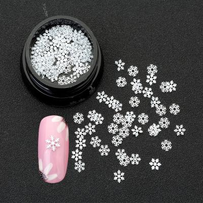 China Easy Apply DIY White Nail Pieces Hollow Snowflake Nail Art Decoration for sale