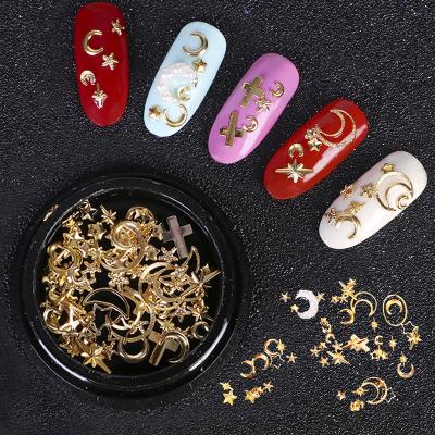 China Easy Apply Luxury Nail Art Special Jewelry Star Moon Japanese Cross Hollow Nail Decoration for sale